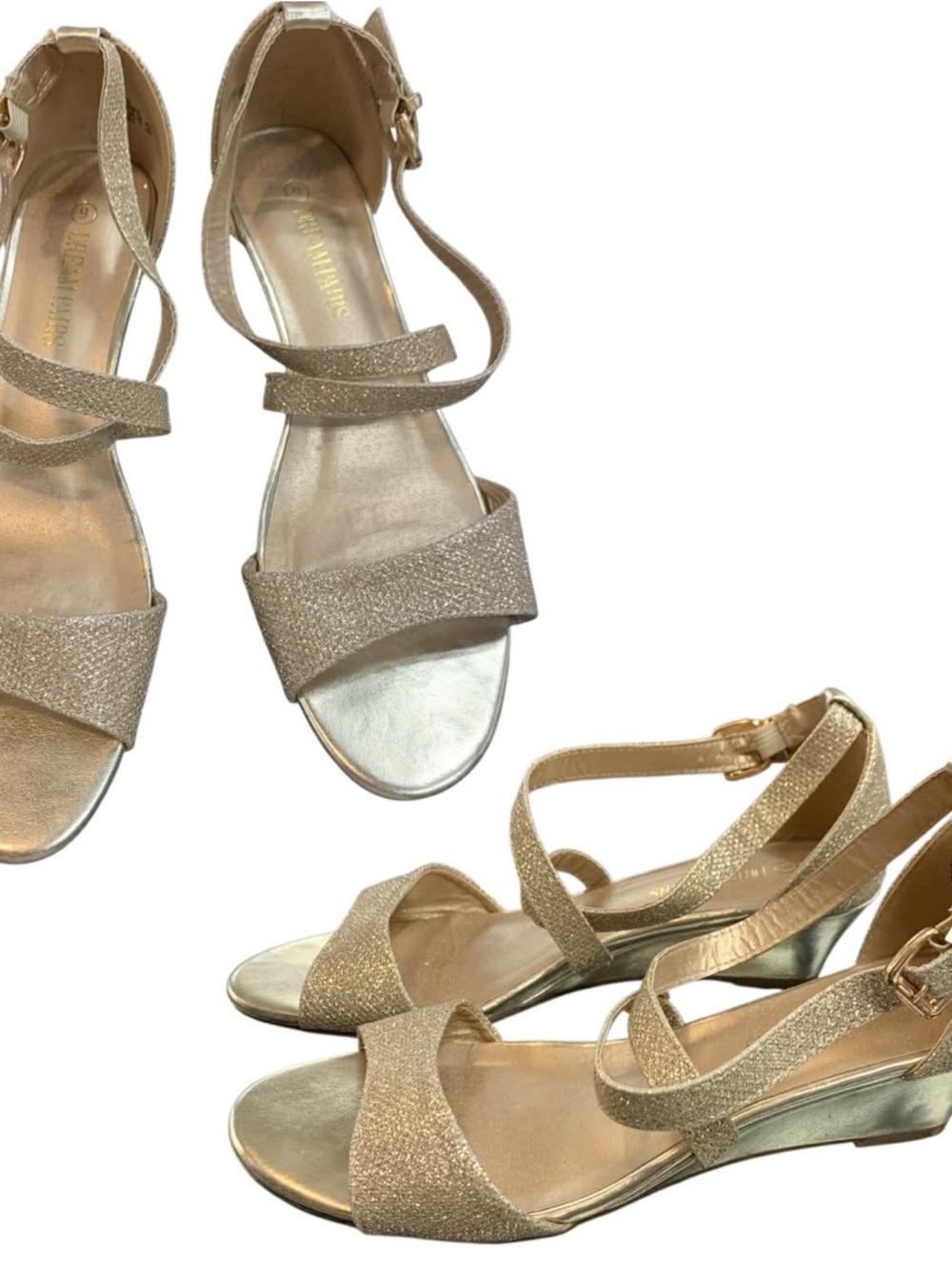 Dream Pairs Gold Strappy Low Wedge Sandals S9